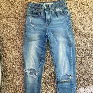 Trendy Distressed Light Blue Women's Skinny Jeans